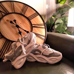 Grey backless women's size 6.5 shoes white platform new